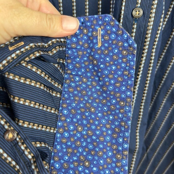 EUC Designer Bugatchi Uomo Men's Luxury Casual Cotton Dress Shirt Flip Cuffs XL - Picture 5 of 10